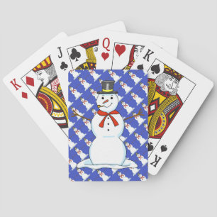 Snowman spielt Karten Spielkarten