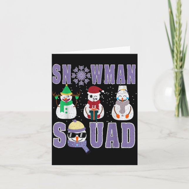 Snowman Squad Funny Family Matching, Teacher And S Karte (Vorderseite)
