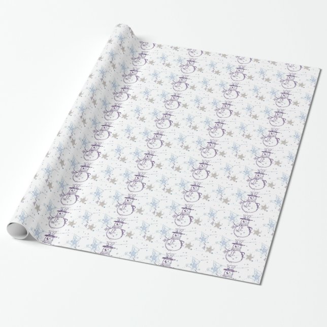 Snowman Strichmännchen Christmas Geschenkpapier (Ungerollt)
