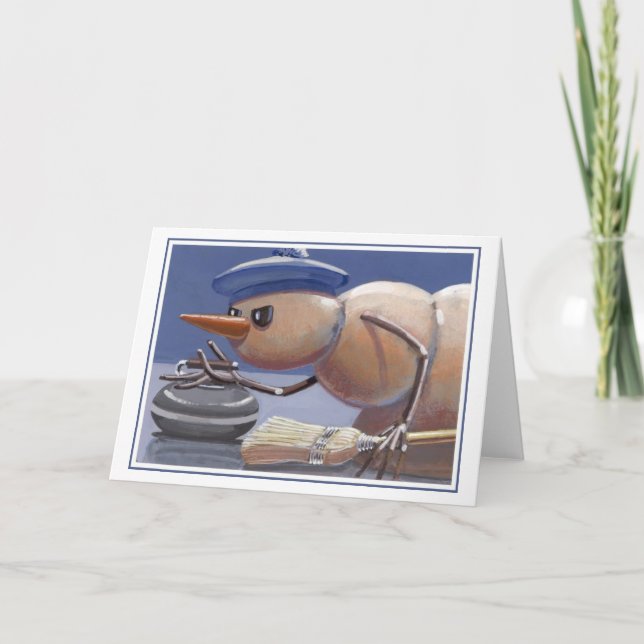 Snowman sur glace Curling carte blanche (Devant)