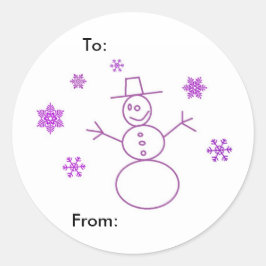 Snowman Tags Runder Aufkleber