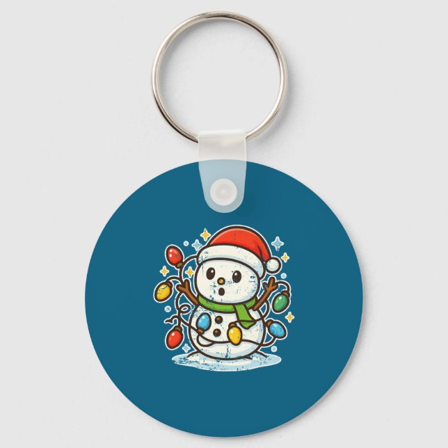 Snowman Tangled In Holiday Lights Premium Tri-blen Schlüsselanhänger (Vorderseite)