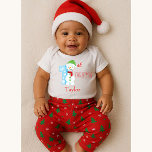 Snowman Theme Baby First Christmas Strampler