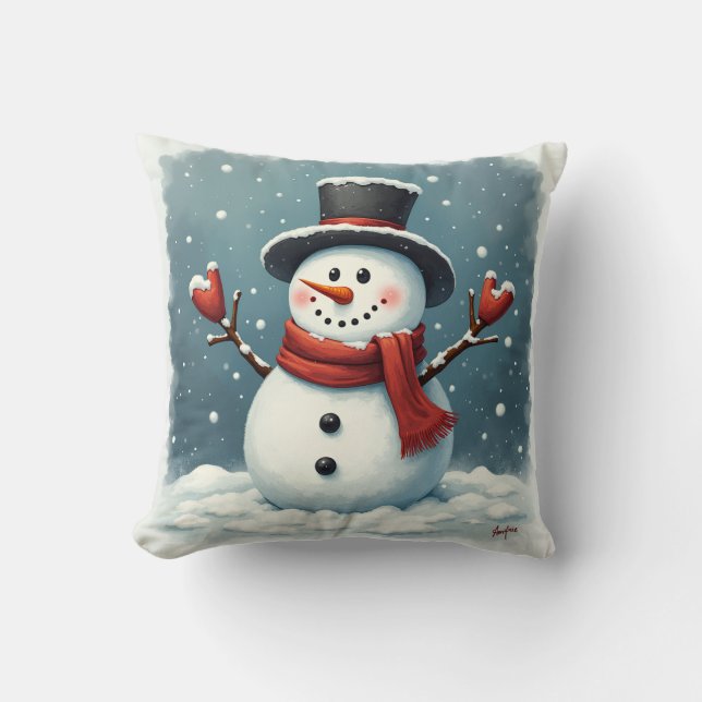Snowman Throw Pillow Kissen (Vorderseite)