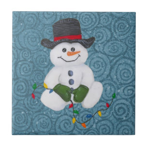 Snowman Tile sitzend Fliese