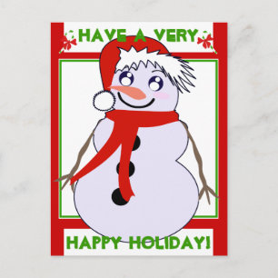 Snowman Toon Red Holiday ! Carte postale