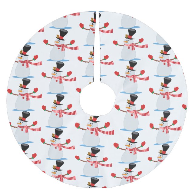 Snowman Tree Skirt Polyester Weihnachtsbaumdecke (Vorderseite)