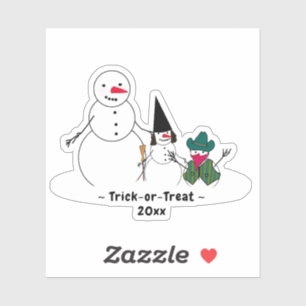 Snowman Trick-or-Leckerei Halloween Aufkleber