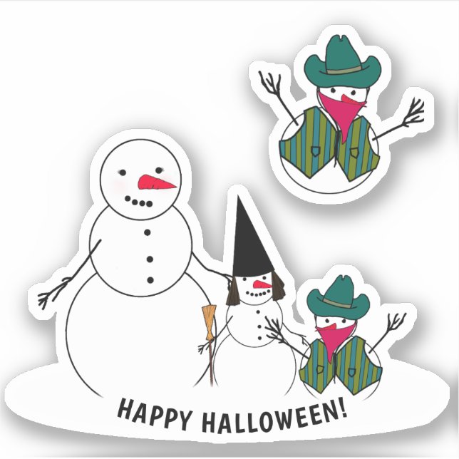 Snowman Trick-or-Leckerei Halloween Aufkleber (Vorderseite)
