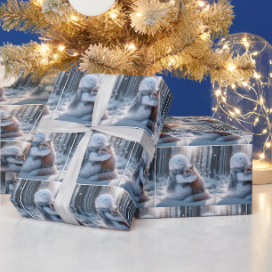 Snowman umarmt einen Fuchs Geschenkpapier