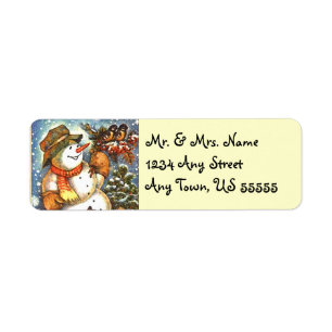 Snowman und Bird Holiday Address Labels