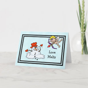 Snowman und Cupid Valentine's Day Card Karte