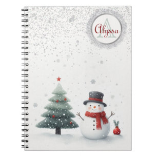 Snowman und Evergreen Notizblock