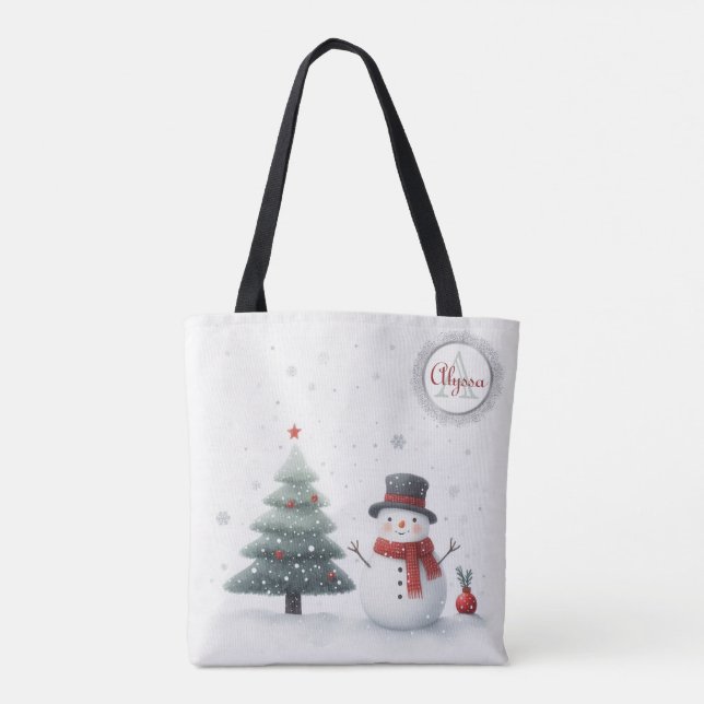 Snowman und Evergreen Tasche (Rückseite)