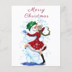 Snowman und Girl Dance Weihnachtsweihnachtsfest Fl Flyer