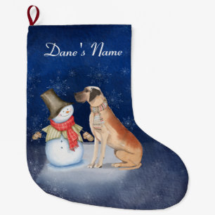 Snowman und Hund Great Dane Große Weihnachtszeit S Großer Weihnachtsstrumpf