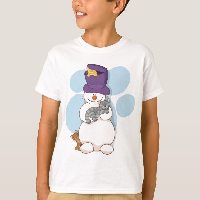 Snowman und Katzen-T - Shirt (Vorderseite)