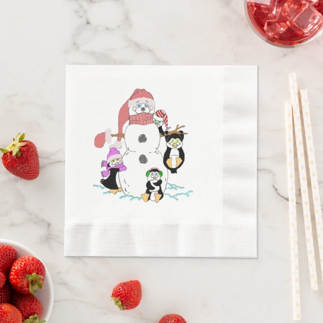 Snowman und Penguin Serviette (Beispiel)