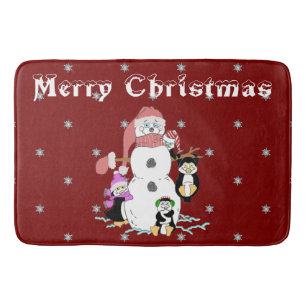 Snowman und Penguin Weihnachten Badematte
