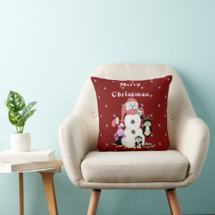 Snowman und Penguin Weihnachten Kissen