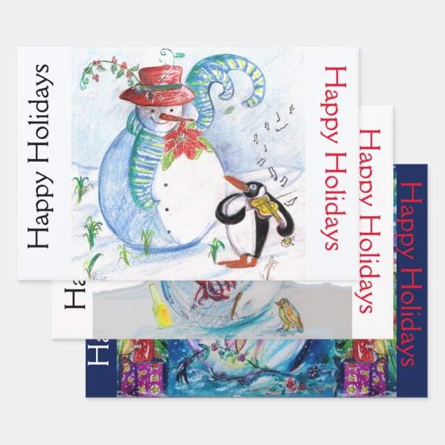 SNOWMAN UND PENGUIN'S SERENADE Christmas Wrapping Geschenkpapier Set (Set)