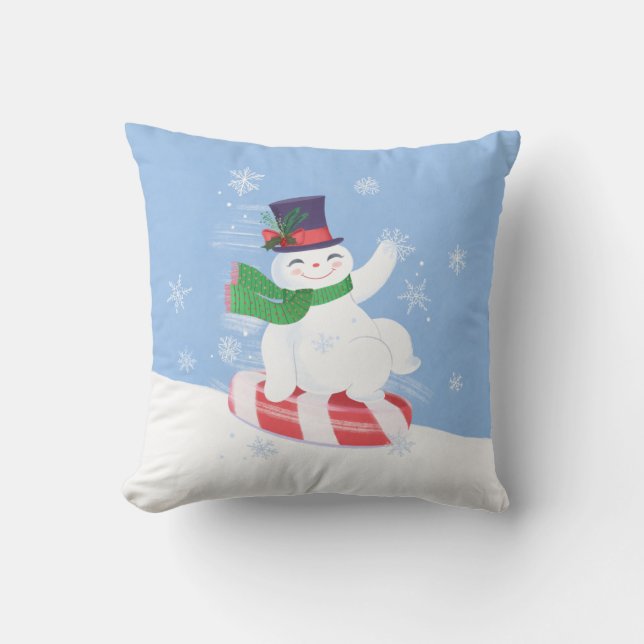 Snowman und Peppermint Blauer Keuchkissen Kissen (Vorderseite)
