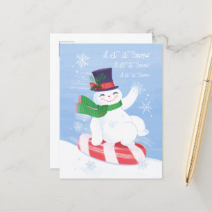 Snowman und Peppermint Postcard Postkarte