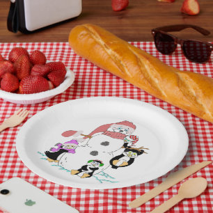Snowman und Pinguin Paper Tellers Pappteller