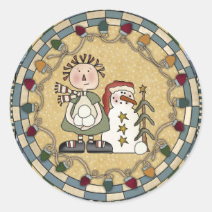 Snowman- und Raggedy-Puppenkleber - Maßgeschneider Runder Aufkleber