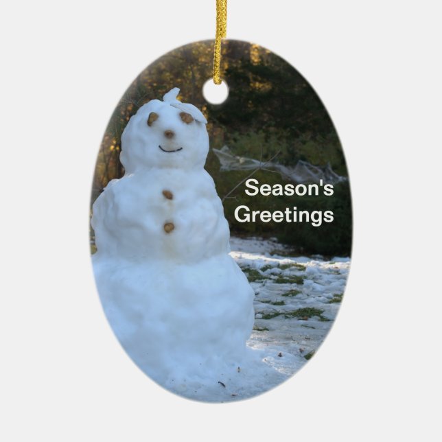 Snowman und Snowlady Reversible Keramikornament (Vorne)