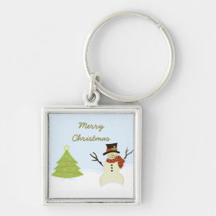 Snowman und Tree Weihnachts-Premium-Schlüsselanhän Schlüsselanhänger