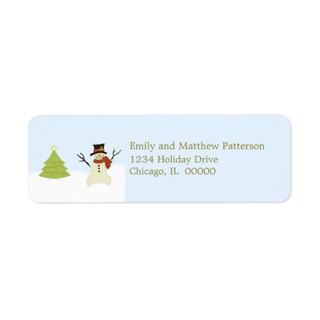 Snowman und Tree Weihnachtsadressen Labels (Vorne)