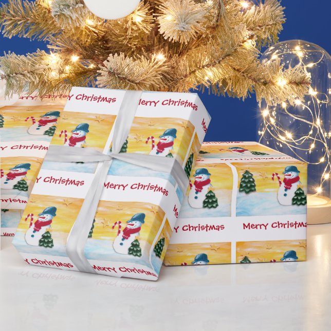 Snowman und Weihnachtsbaum mit Star Holiday Geschenkpapier (Feiertage)
