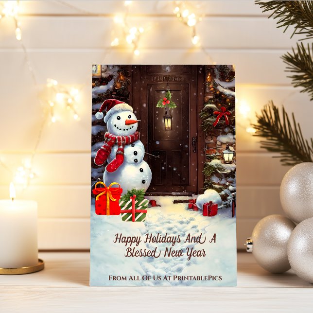 Snowman Vintage Christmas Scene Card Karte (Von Creator hochgeladen)