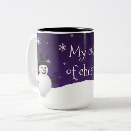 Snowman violet scène d'hiver Noël Mug