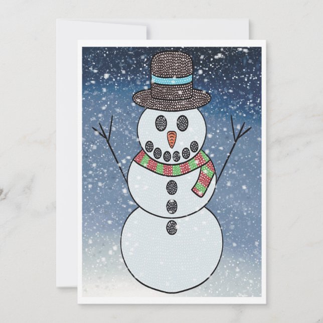 Snowman w/BG - Grußkarte Feiertagskarte (Vorderseite)