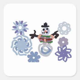 Snowman warm  quadratischer aufkleber