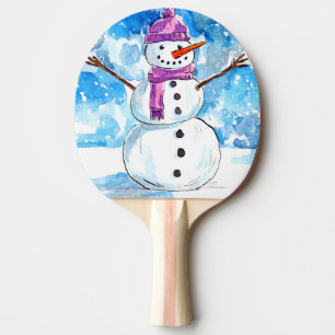 Snowman Watercolor Tischtennis Schläger