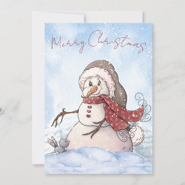 Snowman Watercolor Winter Weihnachten (Vorderseite)
