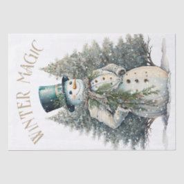 Snowman Watercolor Winter Weihnachten Seidenpapier