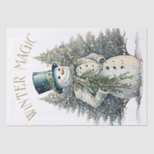 Snowman Watercolor Winter Weihnachten Seidenpapier