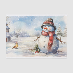 Snowman Watercolor Winter Weihnachten Seidenpapier
