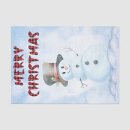 Snowman Watercolor Winter Weihnachten Seidenpapier