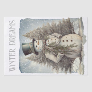 Snowman Watercolor Winter Weihnachten Seidenpapier