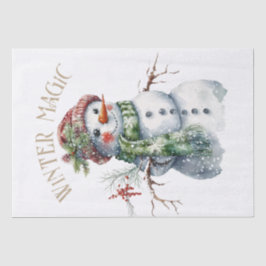 Snowman Watercolor Winter Weihnachten Seidenpapier