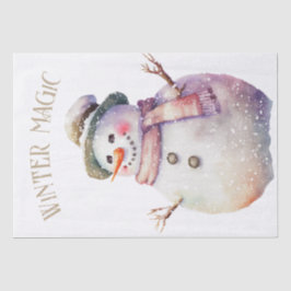 Snowman Watercolor Winter Weihnachten Seidenpapier