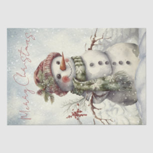 Snowman Watercolor Winter Weihnachtszettel Seidenpapier