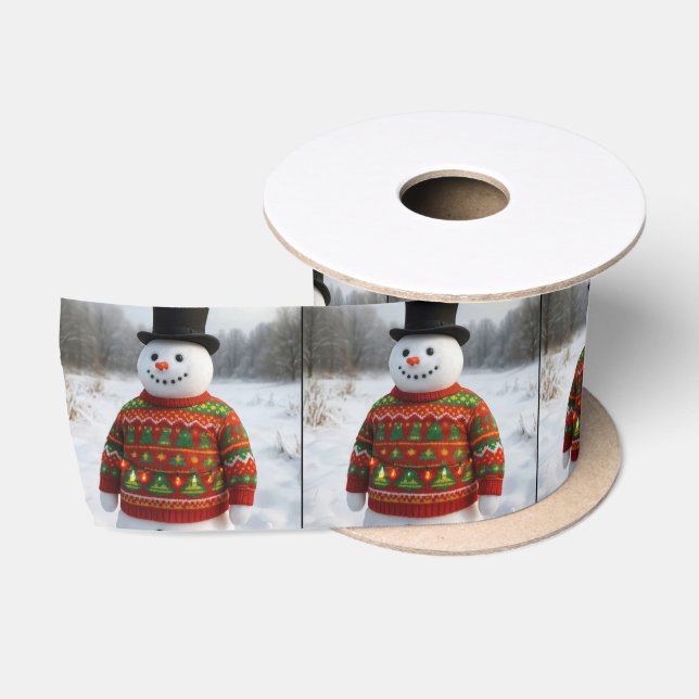 Snowman Wearing an Christmas Ugly Sweater Satinband (Spule)