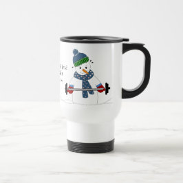 Snowman Weight Lifting mit Sprichwort Reisebecher