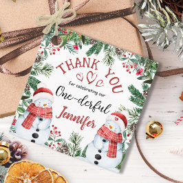 Snowman Weihnachten 1. Geburtstag Vielen Dank für  Geschenkanhänger